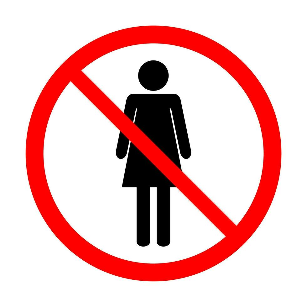 No access, no entry, prohibition sign with woman vector icon for graphic design, logo, website, social media, mobile app, ui illustration