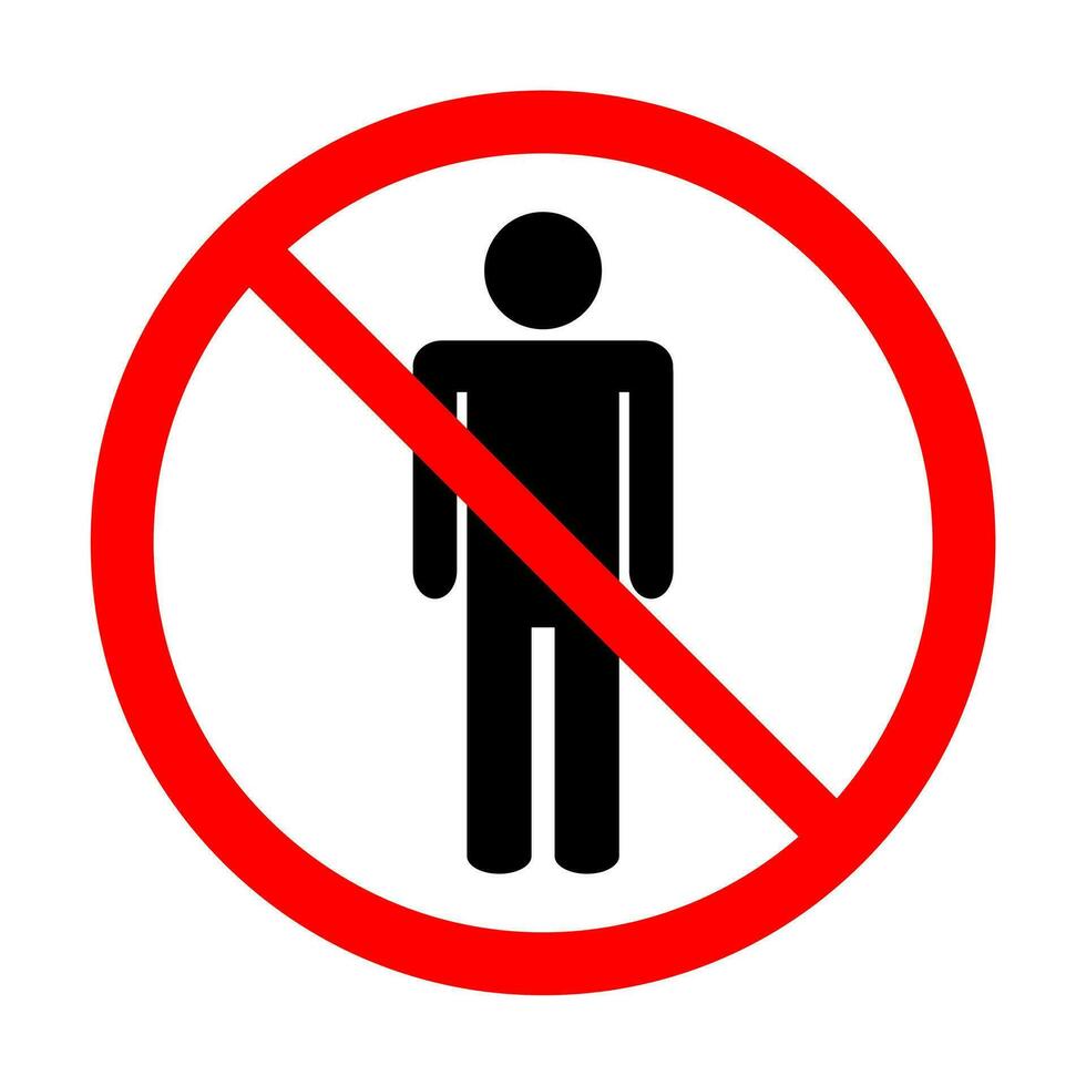 No access, no entry, prohibition sign with man vector icon for graphic design, logo, web site, social media, mobile app, ui illustration