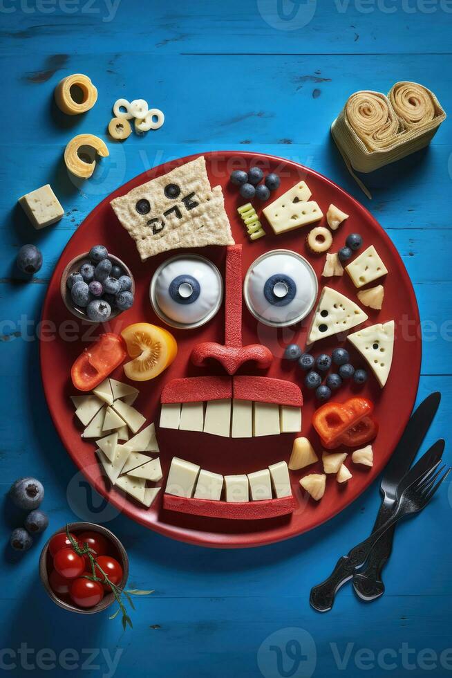 Creative Platter of Food with Faces photo
