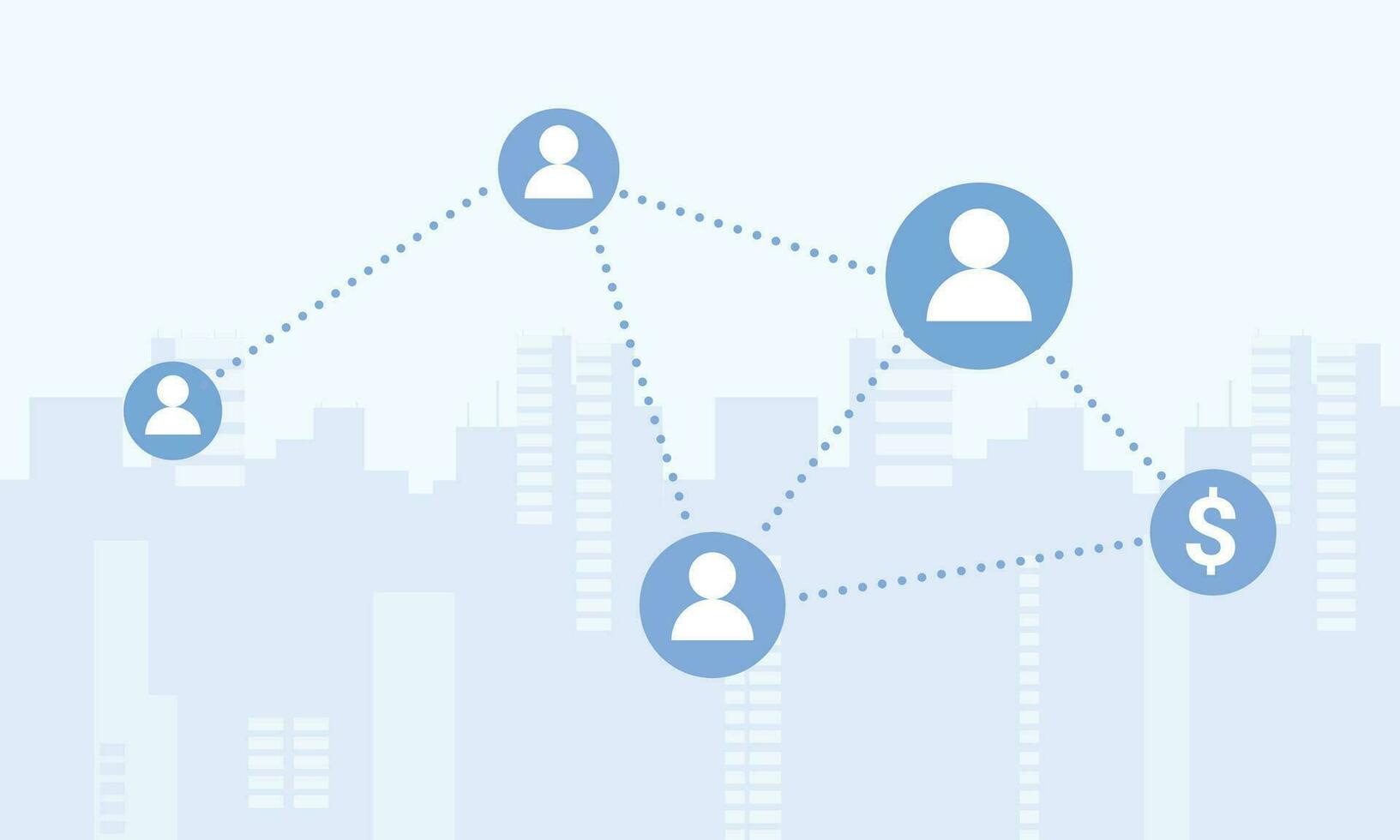 Vector flat social media communication internet network connection city skyscraper illustration background