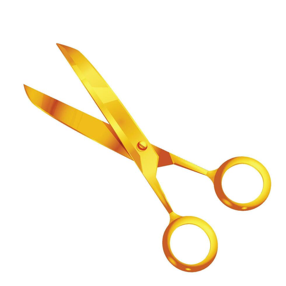 Vector golden scissors isolated