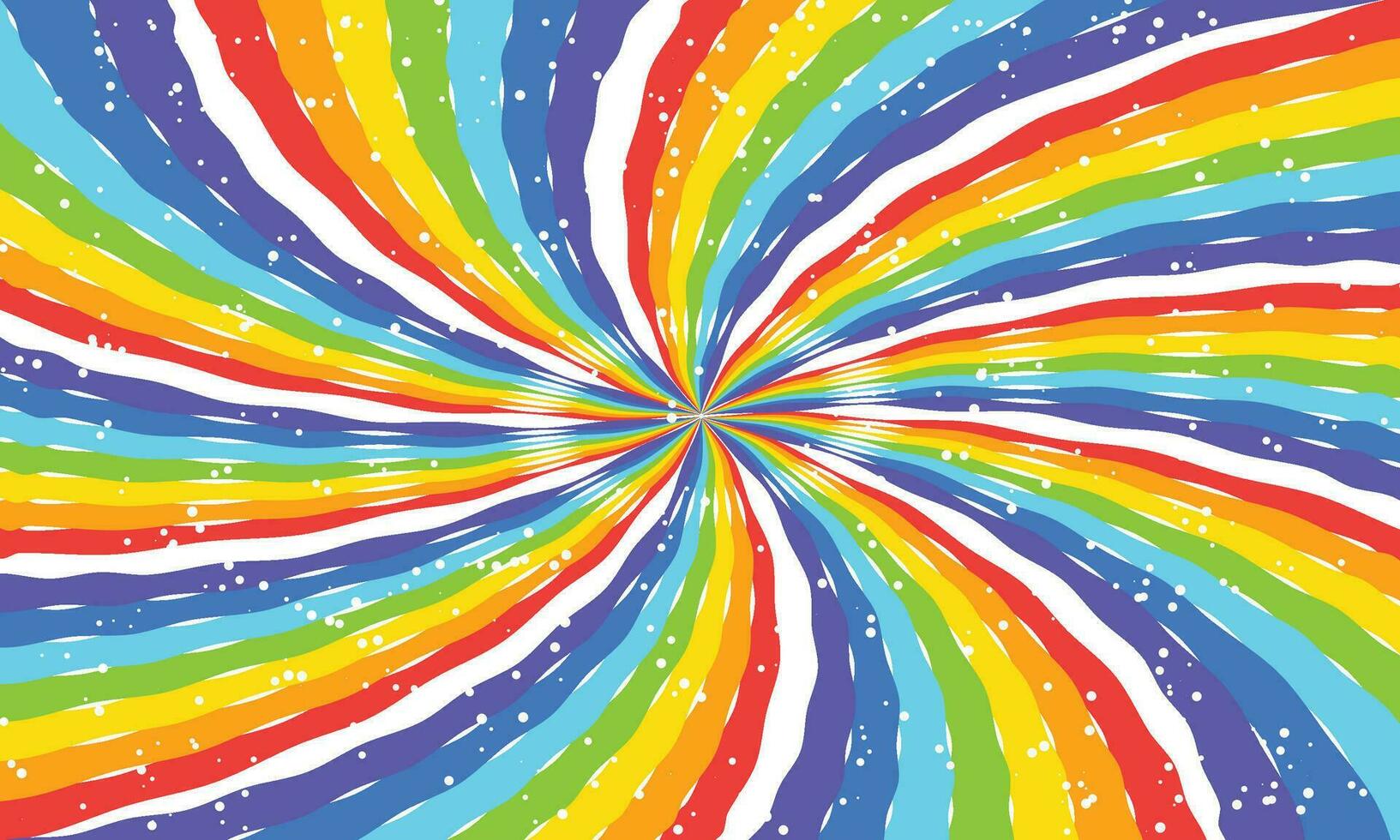 Vector rainbow swirl background with stars radial gradient rainbow of twisted spiral vector illustration