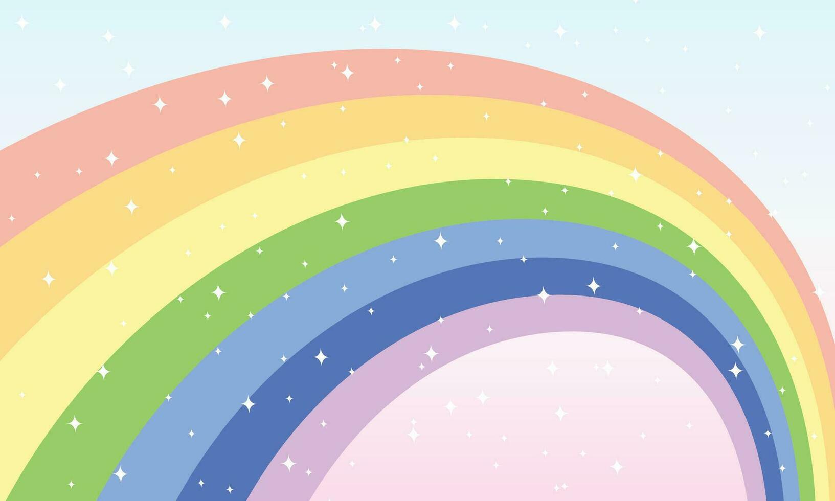 Vector cute hand drawn rainbow in pastel colors background