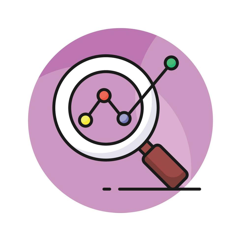 Growth chart under magnifier depicting vector design of business analysis