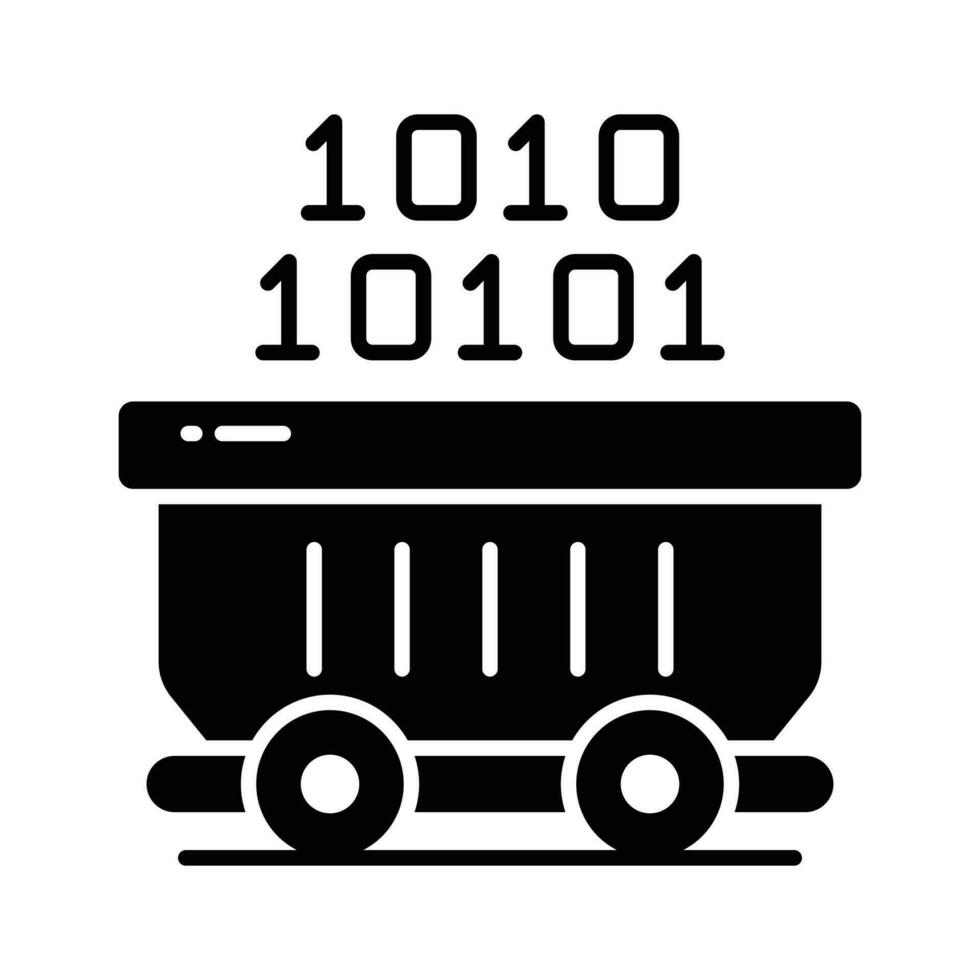 Binary coding inside a wheelbarrow denoting concept icon of data mining vector