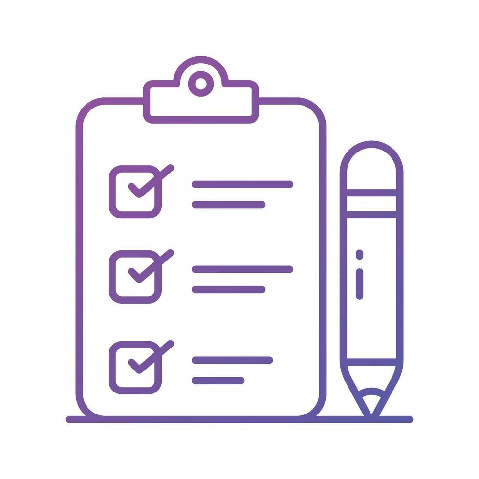 Carefully designed checklist icon represents a list of tasks or items to be completed, often used in productivity and organization apps vector