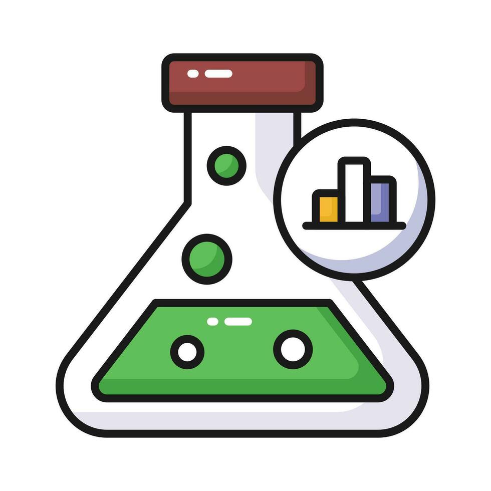 Flask with data chart denoting market data research vector design ...