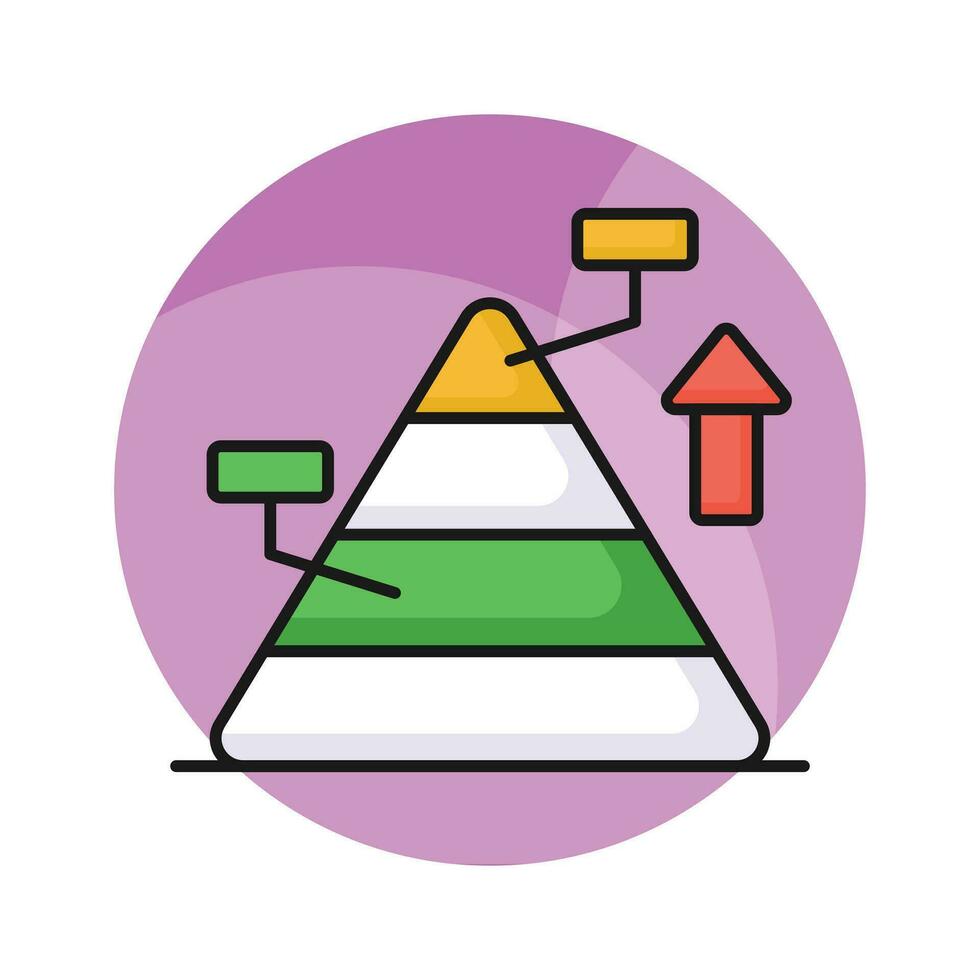 Triangle shape graph, vector design of pyramid infographics, pyramid chart icon