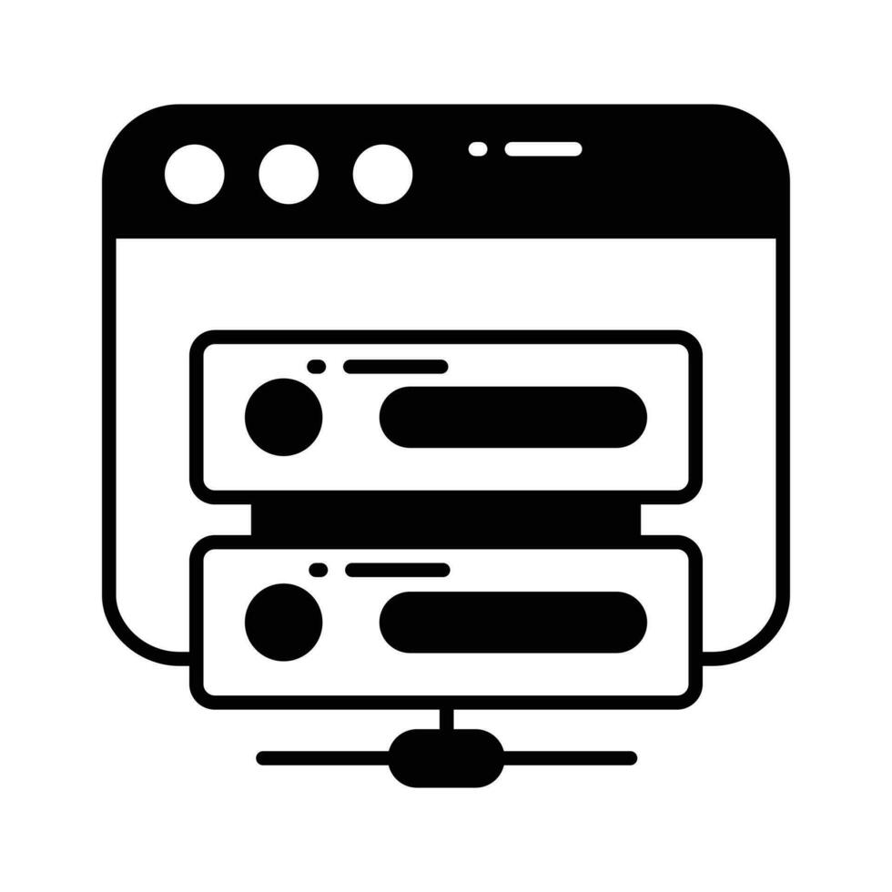 Web Page with data server denoting web hosting concept vector, web server icon vector