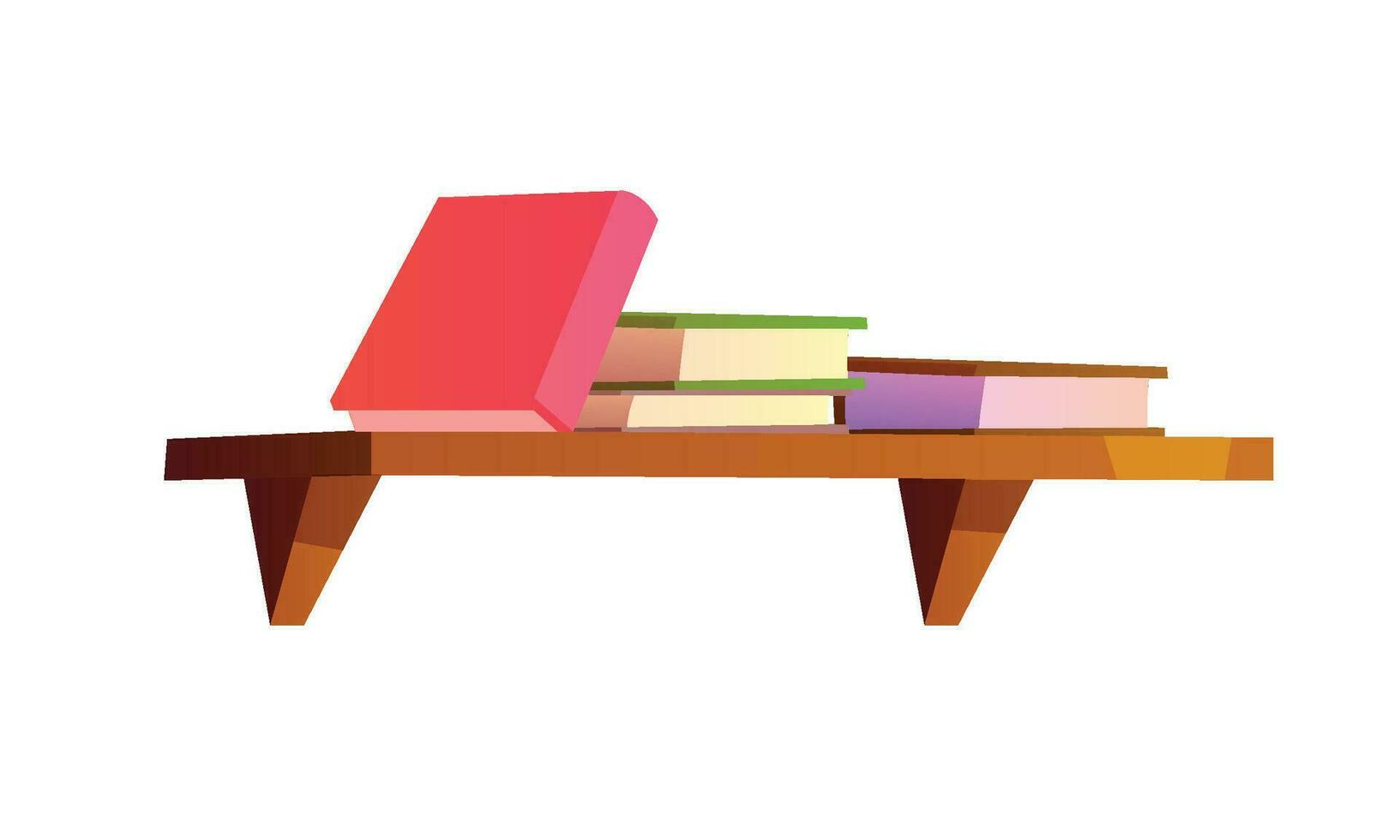 Vector three wooden bookshelves with various books flat set for web design