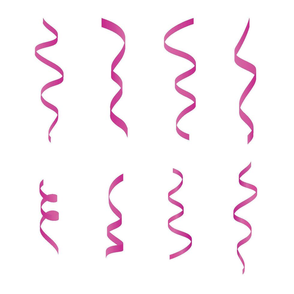 vector set of pink ribbons on white background