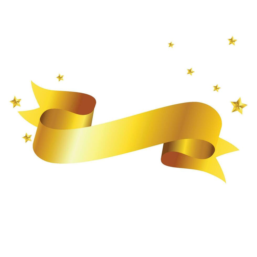 Vector ribbon and stars banner vector art, gold realistic label design