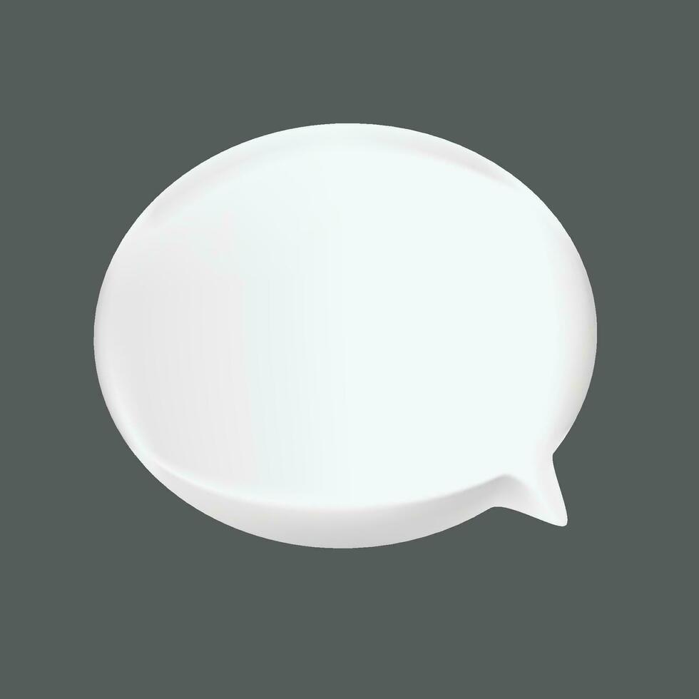 Vector 3d realistic render white round speech bubble balloon