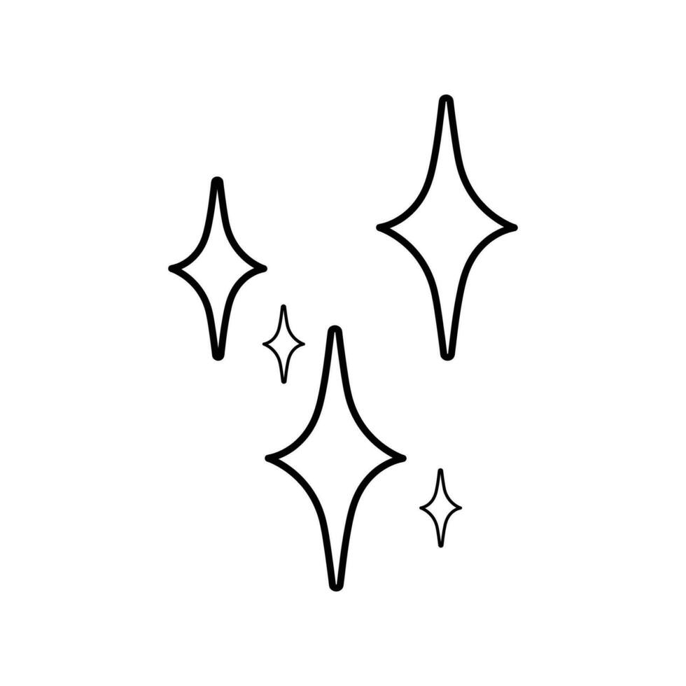 Vector doodle set of vector stars sparkle icon clean surface icon glowing light effect stars