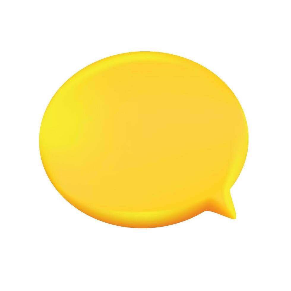 Vector 3d realistic render yellow round speech bubble balloon