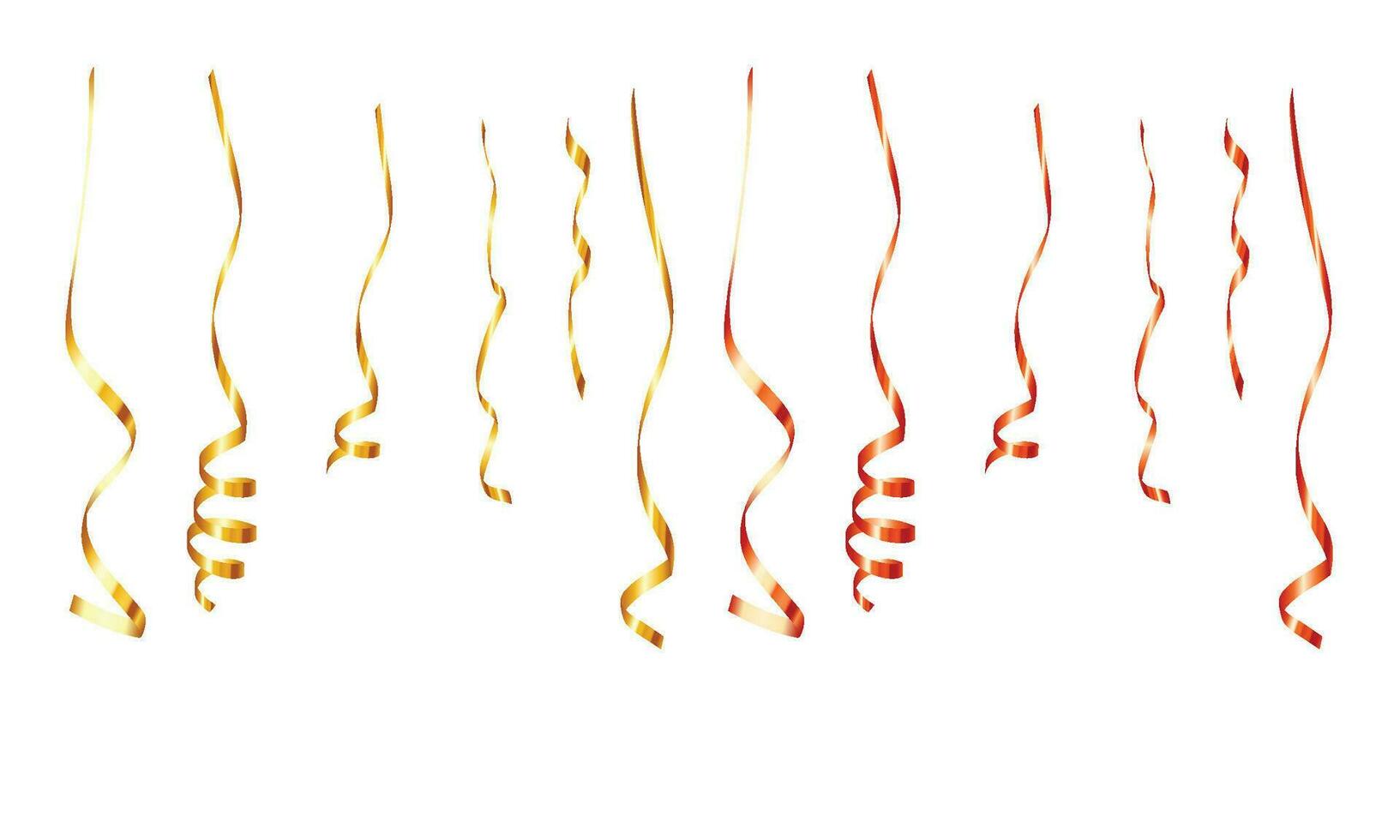 Vector set of red and gold ribbons on white background