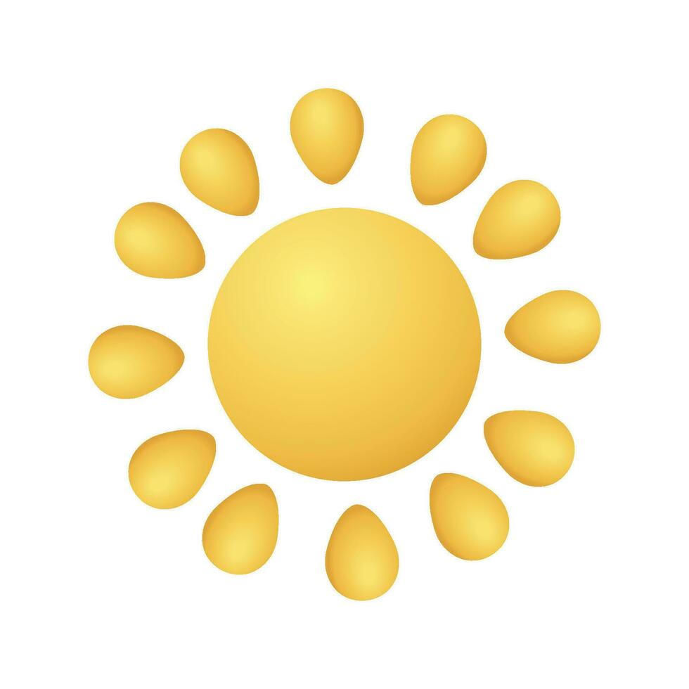 Vector yellow sun with rays sun star 3d vector icon cartoon minimal style