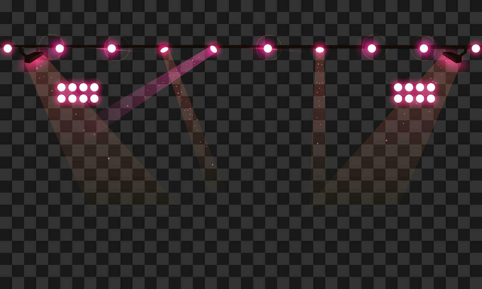 Vector pink spotlight beams with sparkles