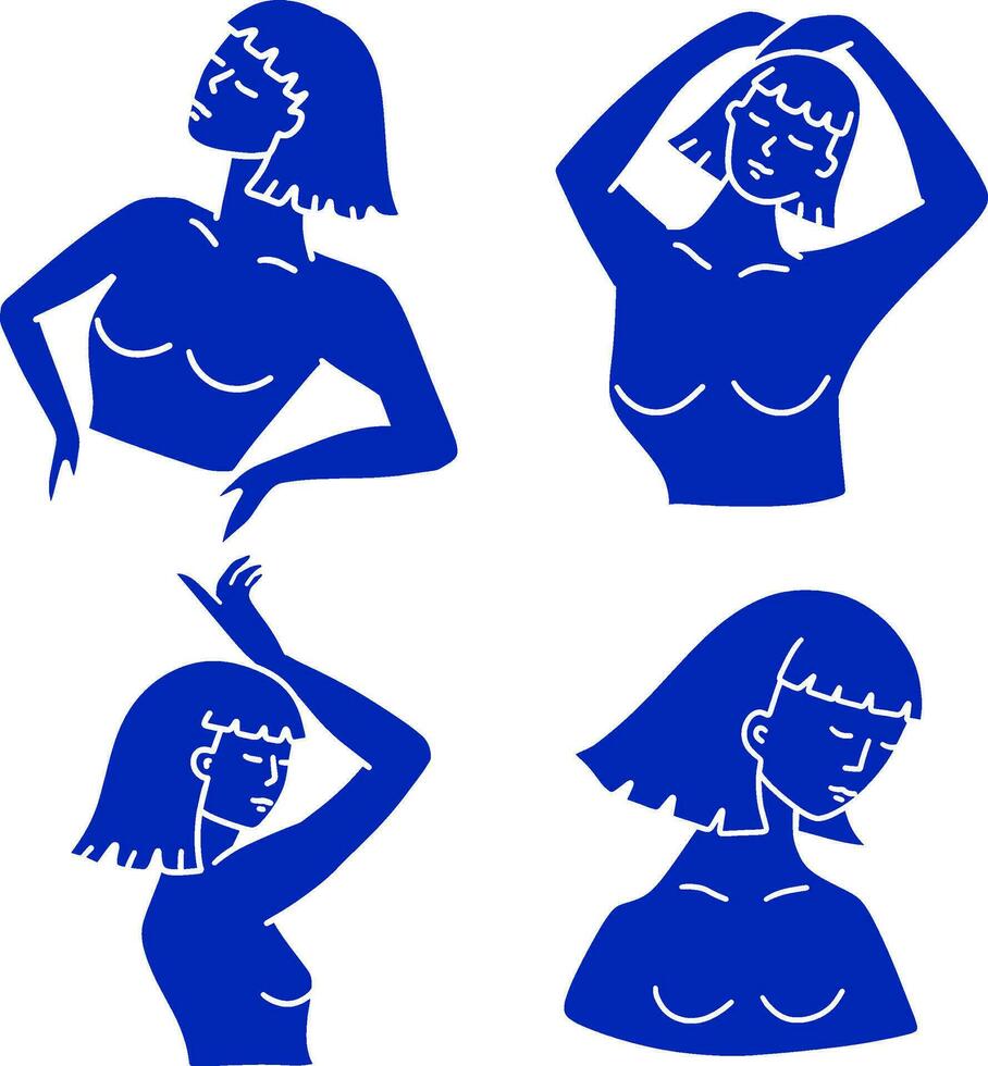 Blue Woman pose minimal art vector