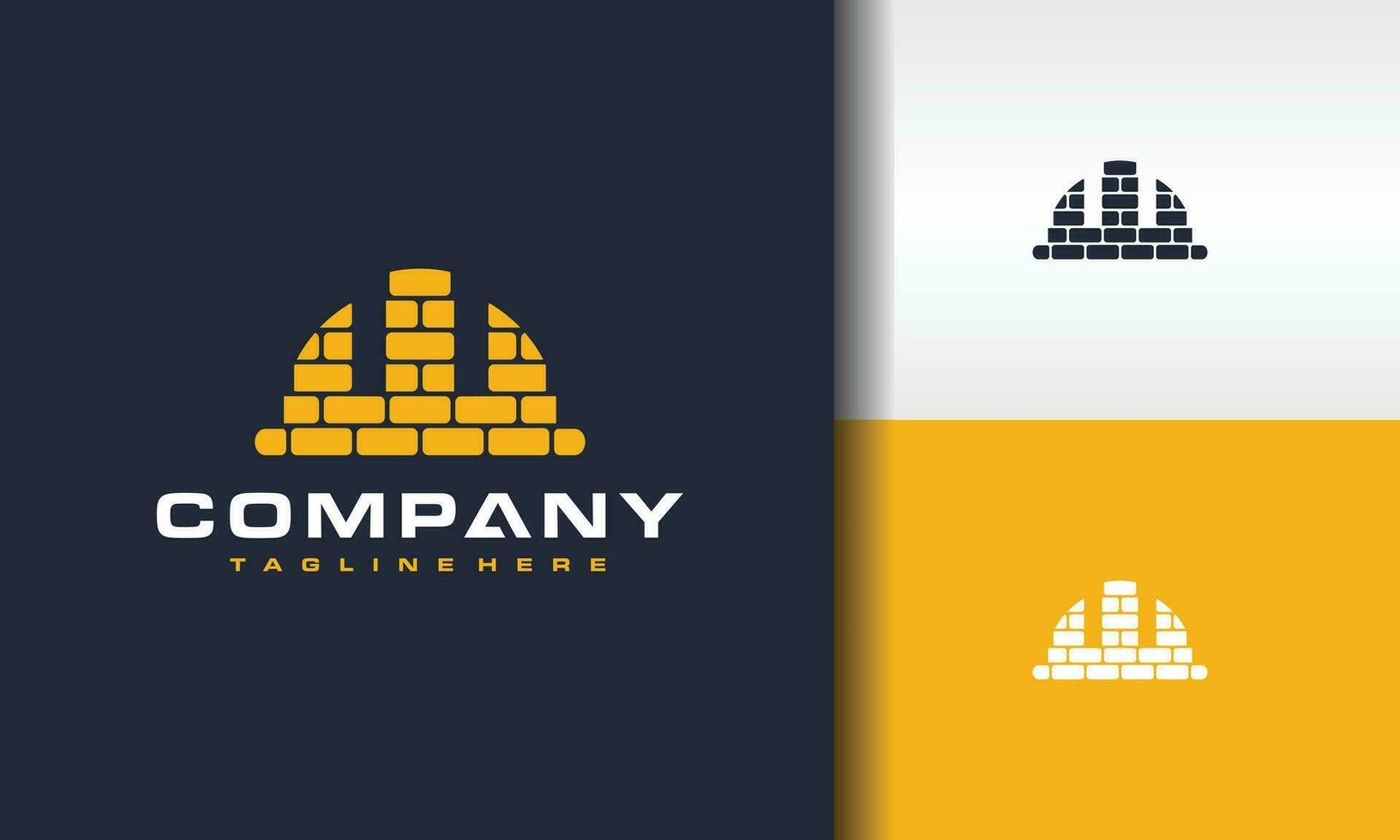 helmet hat construction bricks logo vector