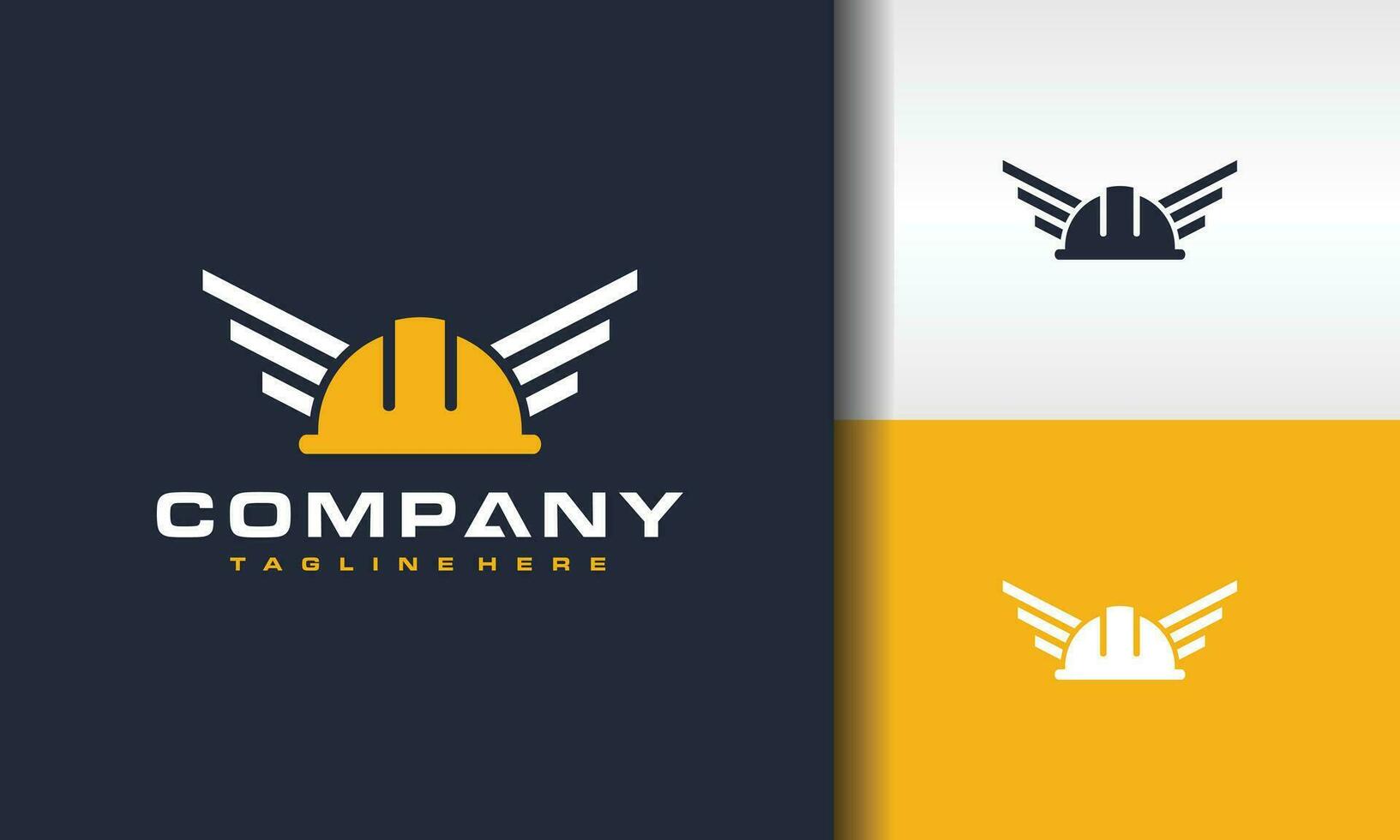 wing construction helmet logo vector