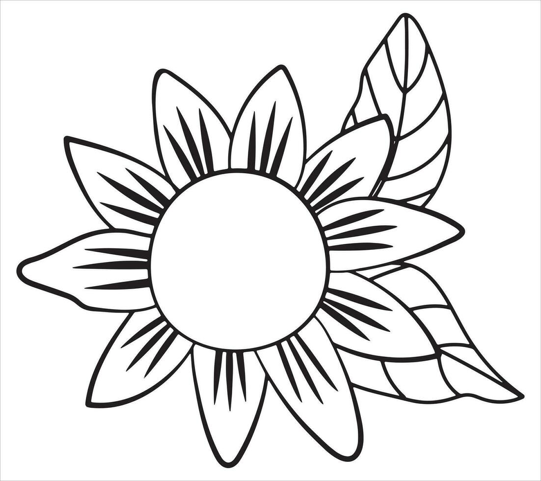 girasol. lineal estilo. blanco fondo, aislar. vector