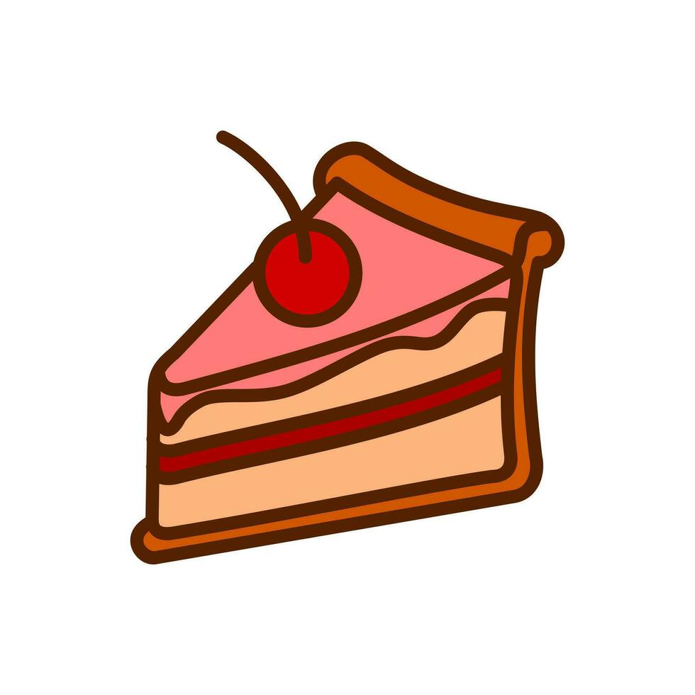 Birthday cake slice icon design flat style isolated on white background vector