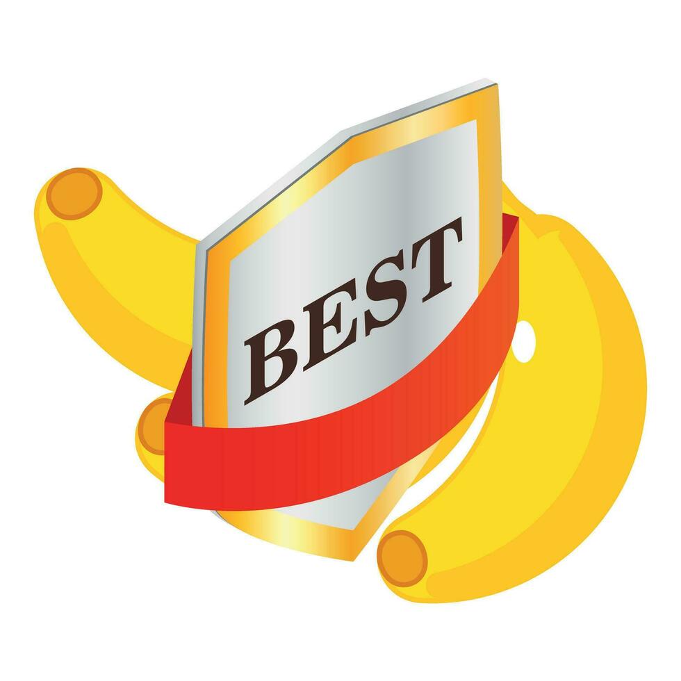 Organic banana icon isometric vector. Ripe yellow banana and best quality sign vector