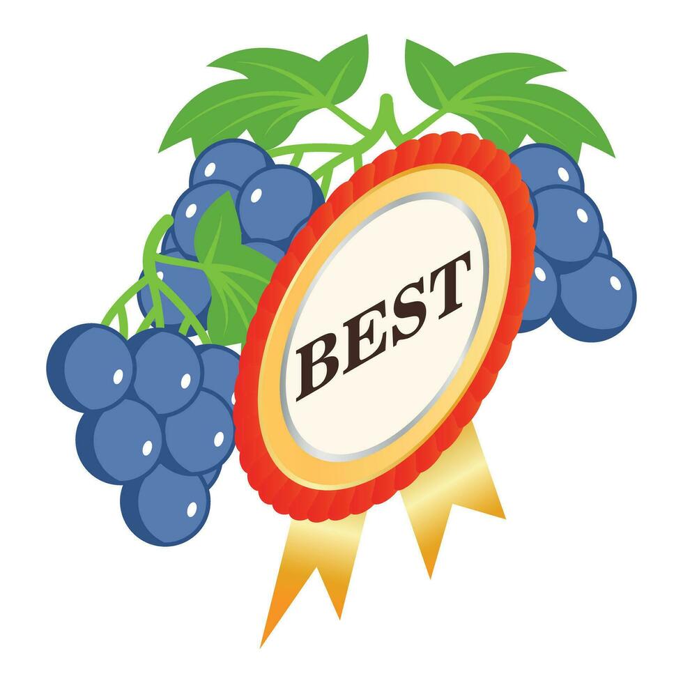 Organic grape icon isometric vector. Ripe grape bunch with leaf and best sign vector