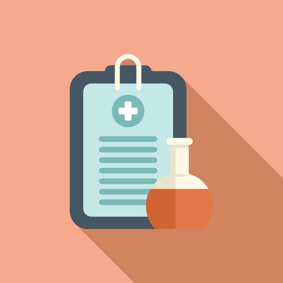 Flask result test icon flat vector. Medical lab vector