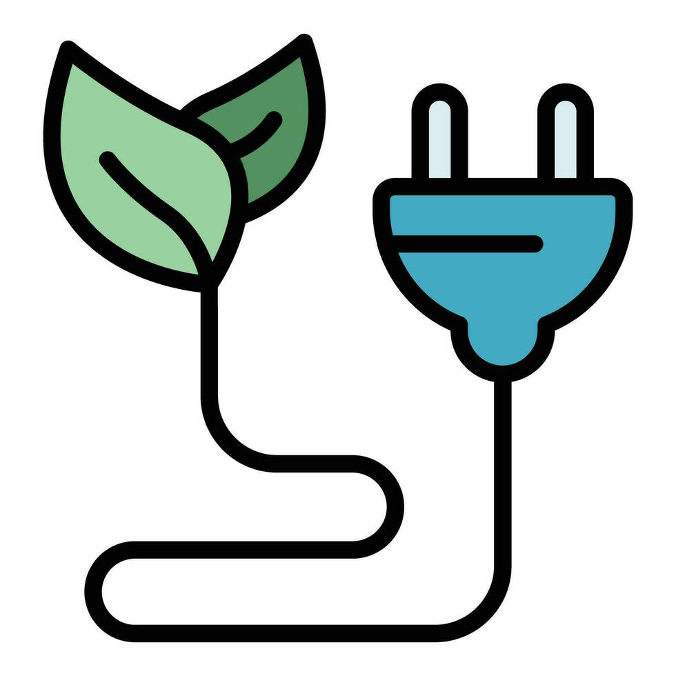 Leaf plug icon vector flat