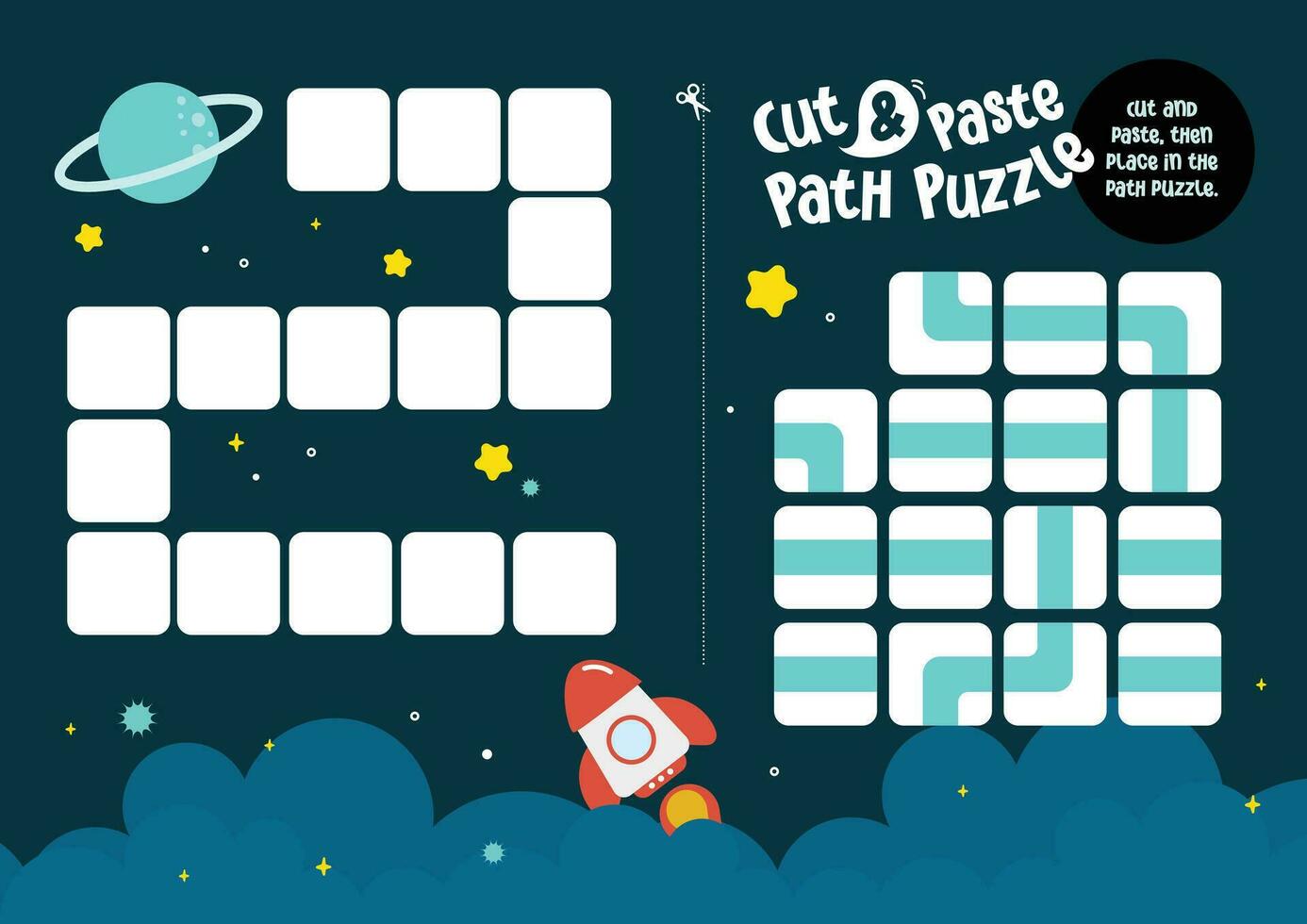 flat design vector path maze puzzle game for kids activity printable