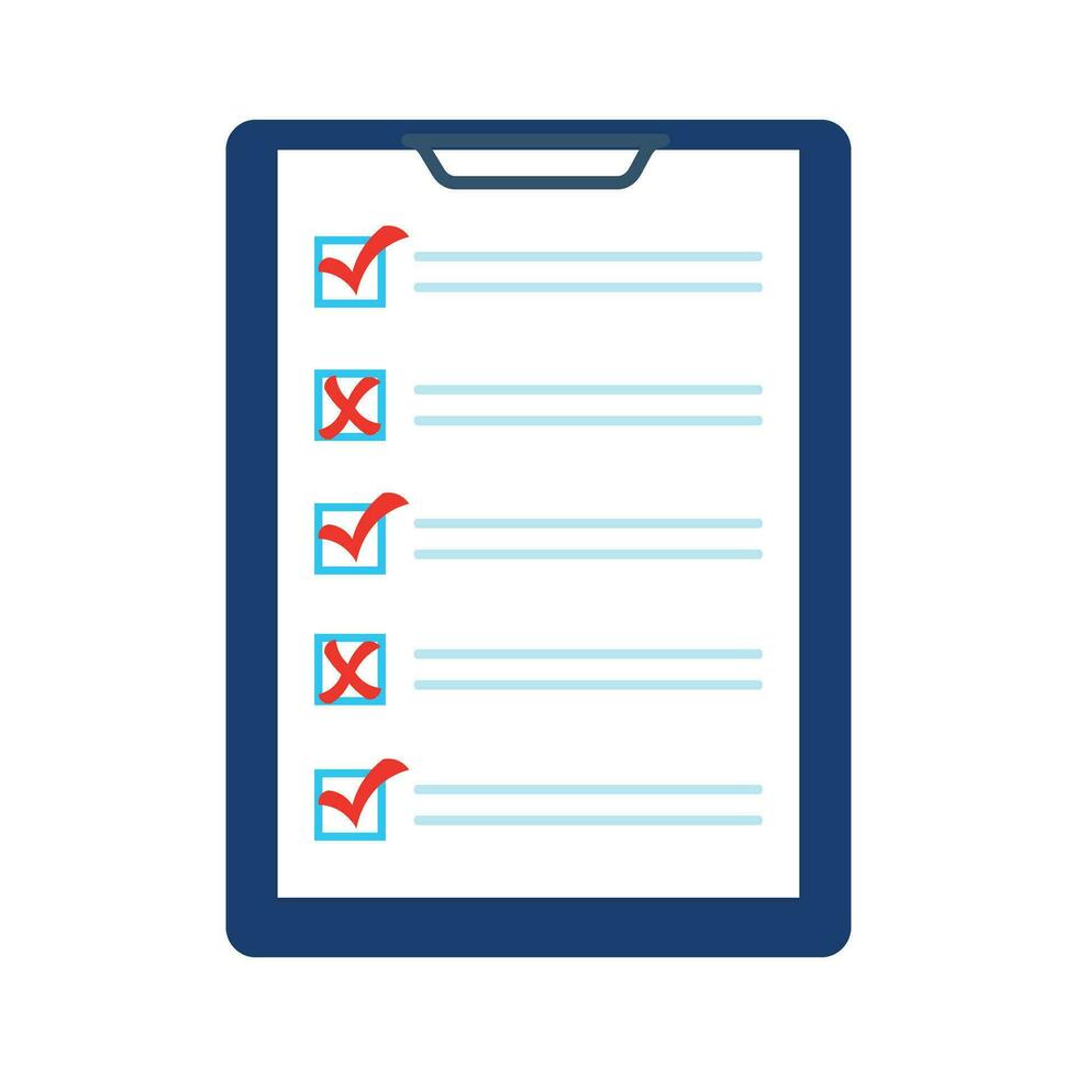 Checklist with red checkmarks and crosses vector