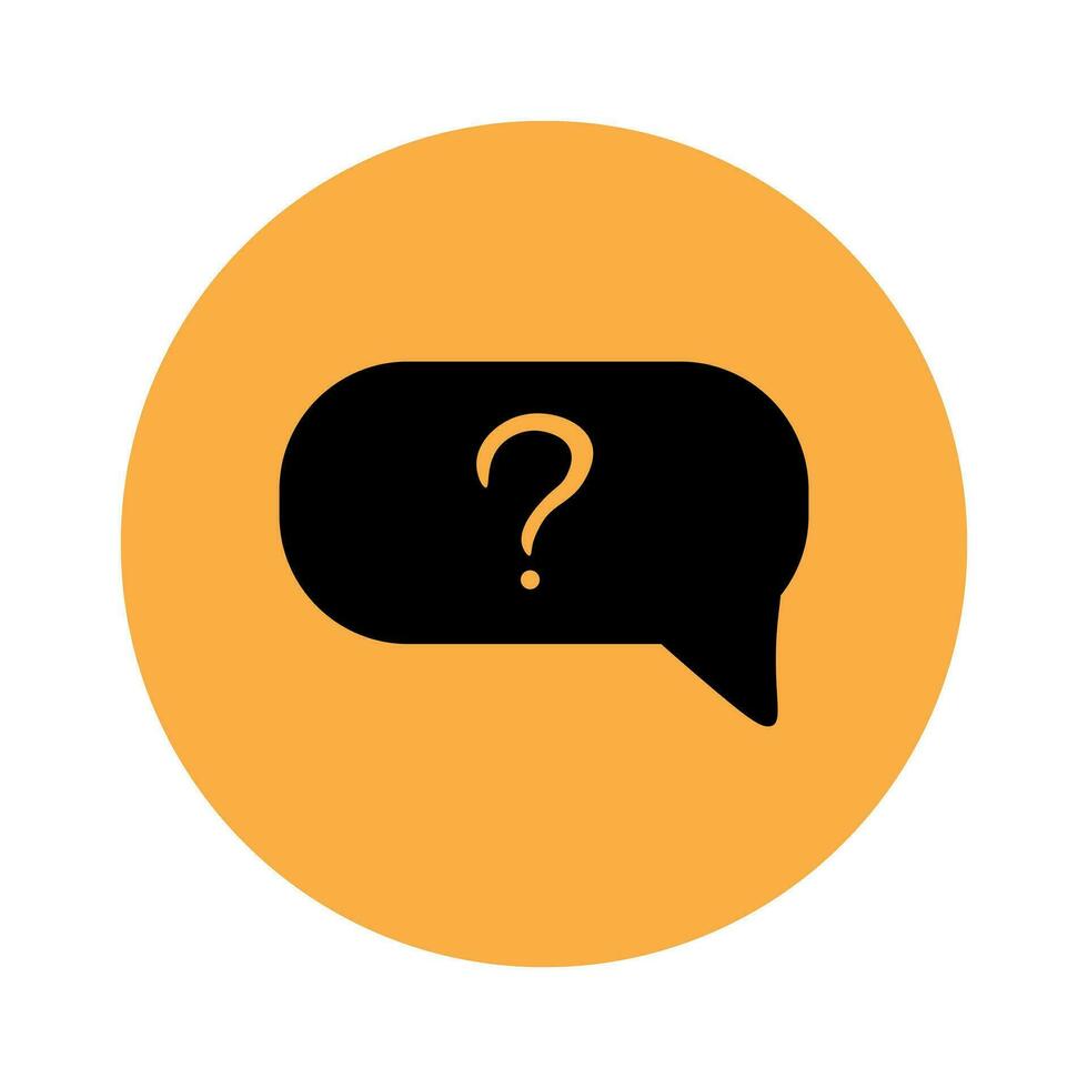 Question icon in bubble on orange background vector