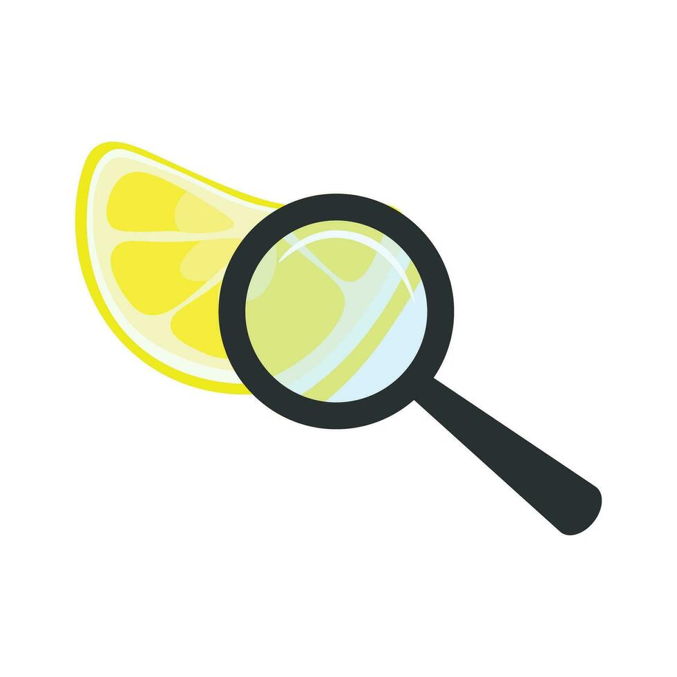 Lemon with magnifying glass vector
