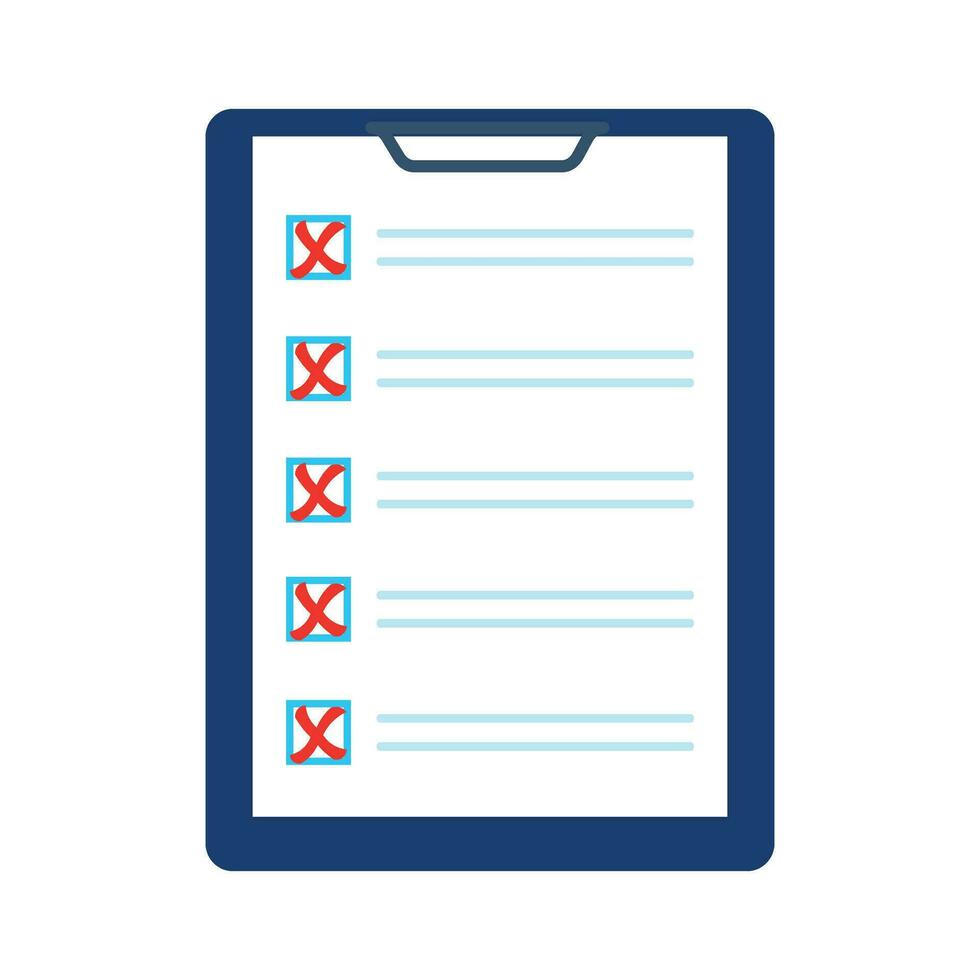 Checklist with red crosses vector