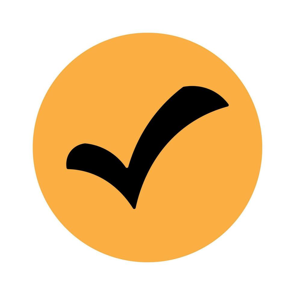 Check mark icon on orange background vector