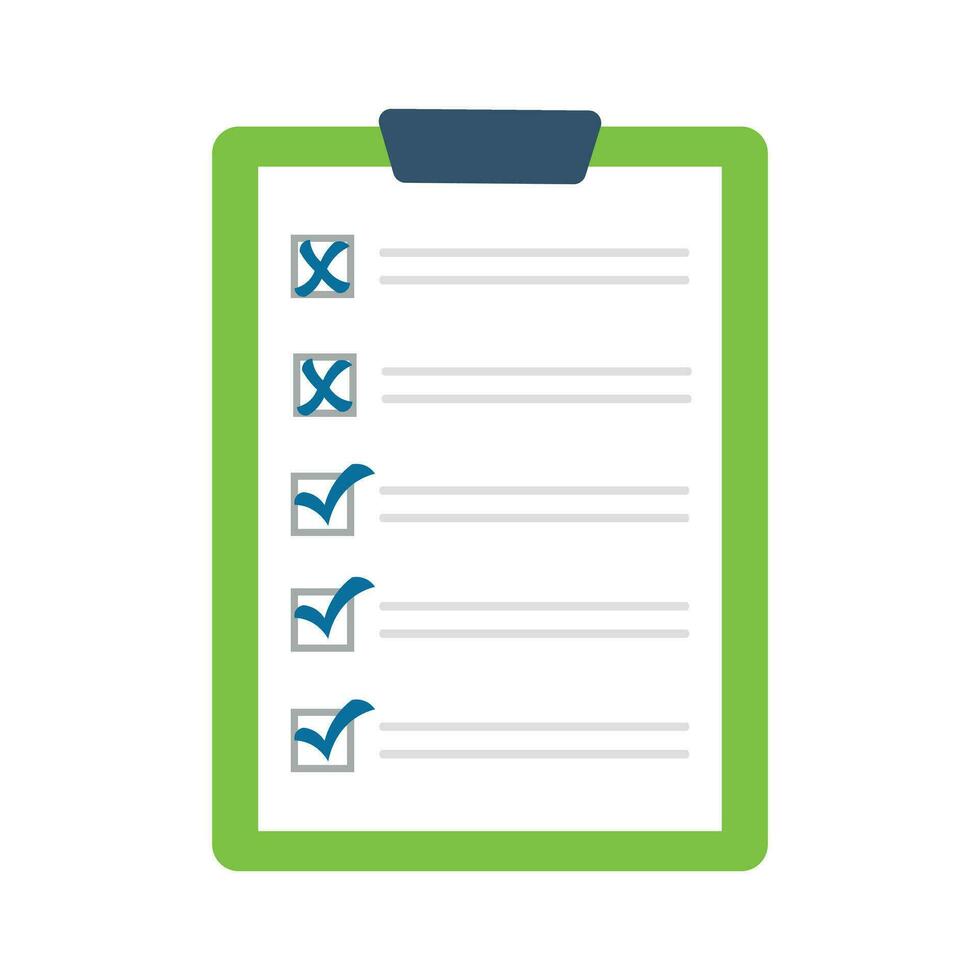 Checklist with blue checkmarks and crosses vector