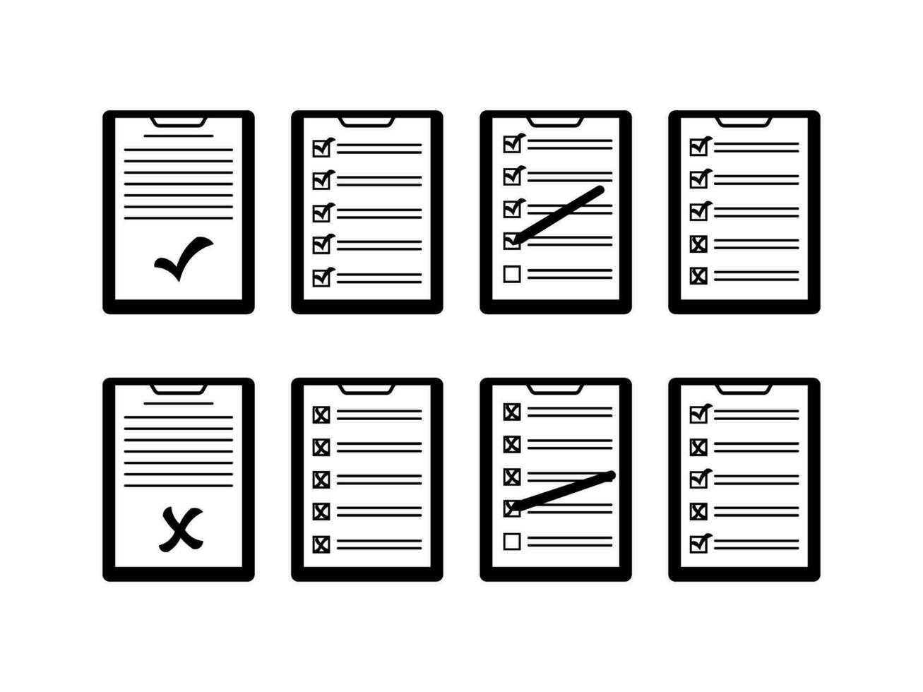Set of document icons marked with checkmarks and crosses vector