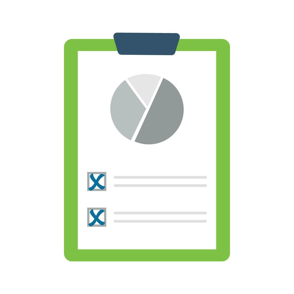Document icon with pie chart and blue crosses vector