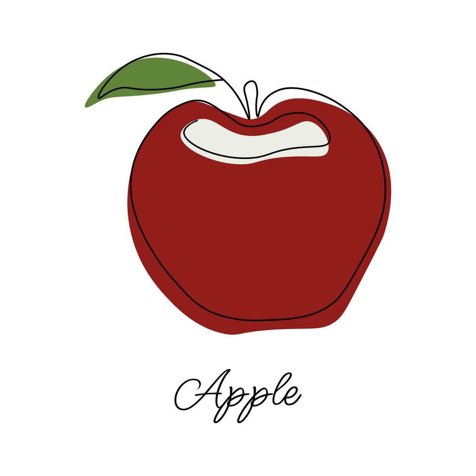 Vector illustration of red apple with inscription