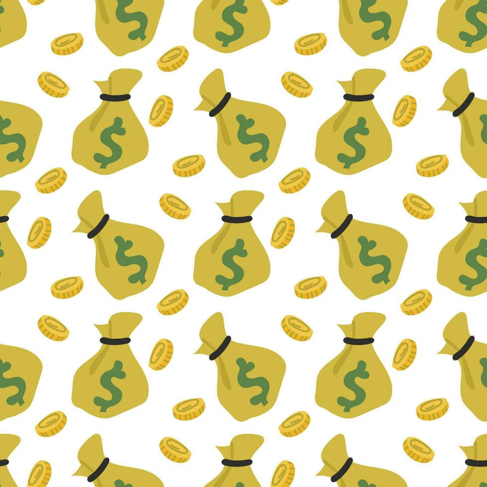 A pattern with money bags with a pattern in the form of a US dollar sign, repeating seamless in sand color for any design. Vector geometric illustration. Printing on textiles and paper