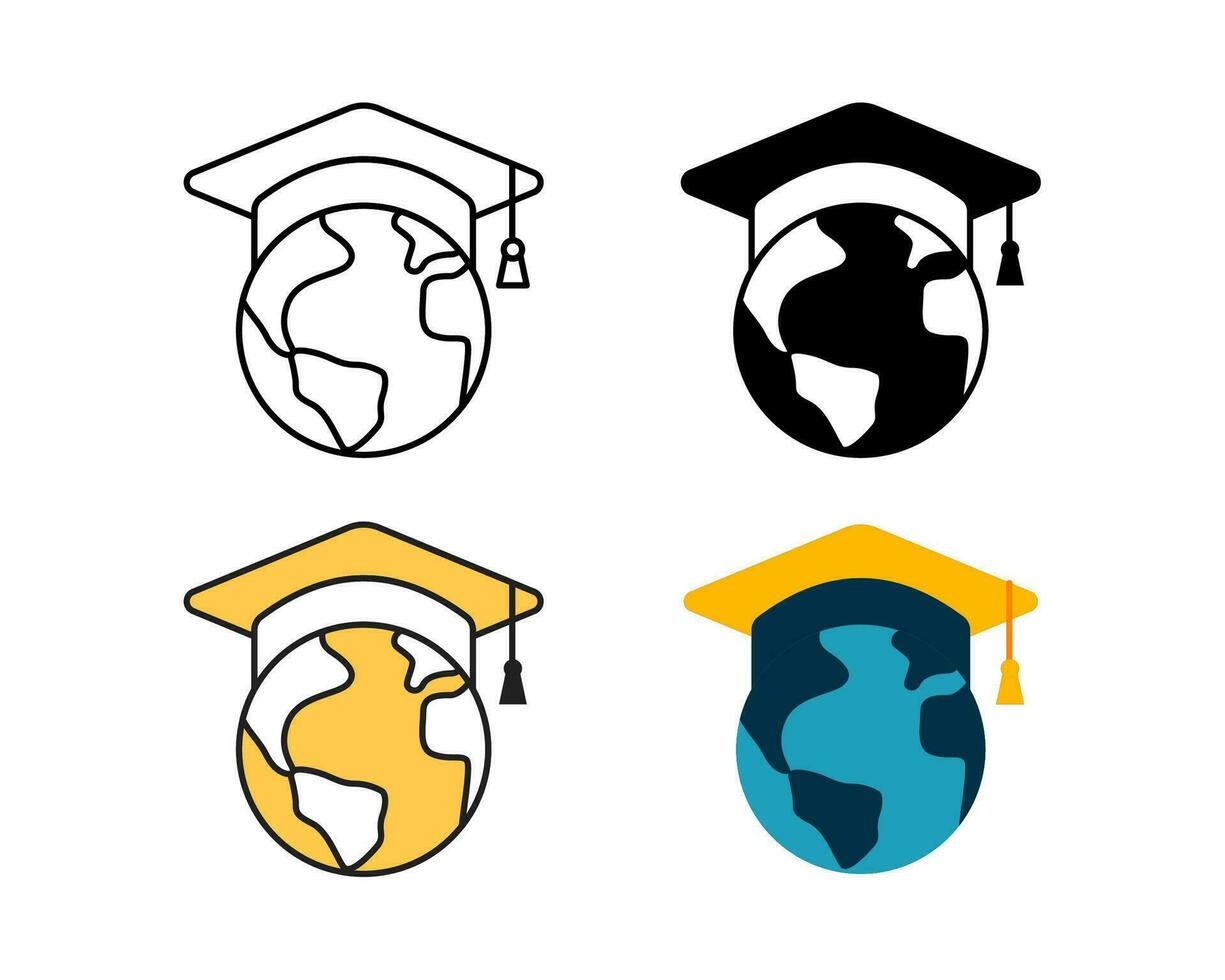 global educación icono vector diseño en 4 4 estilo línea, glifo, duotono, y departamento.