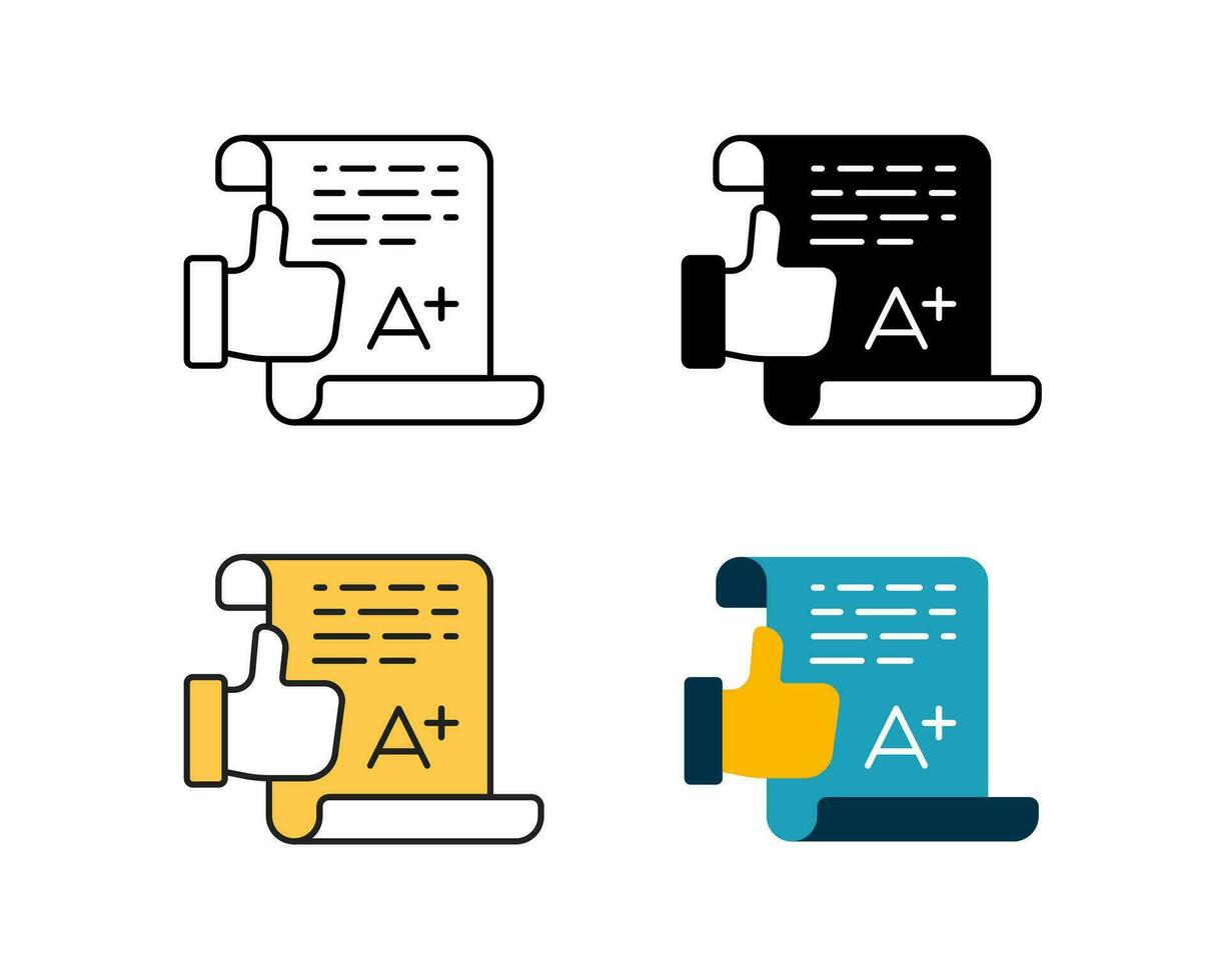 exam result icon vector design in 4 style line, glyph, duotone, and flat.