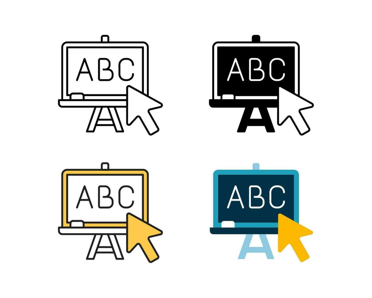 en línea educación icono vector diseño en 4 4 estilo línea, glifo, duotono, y departamento.