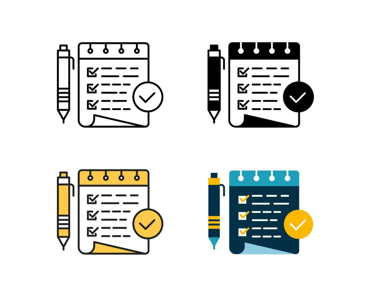 checklist icon element vector design in 4 style line, glyph, duotone, and flat.