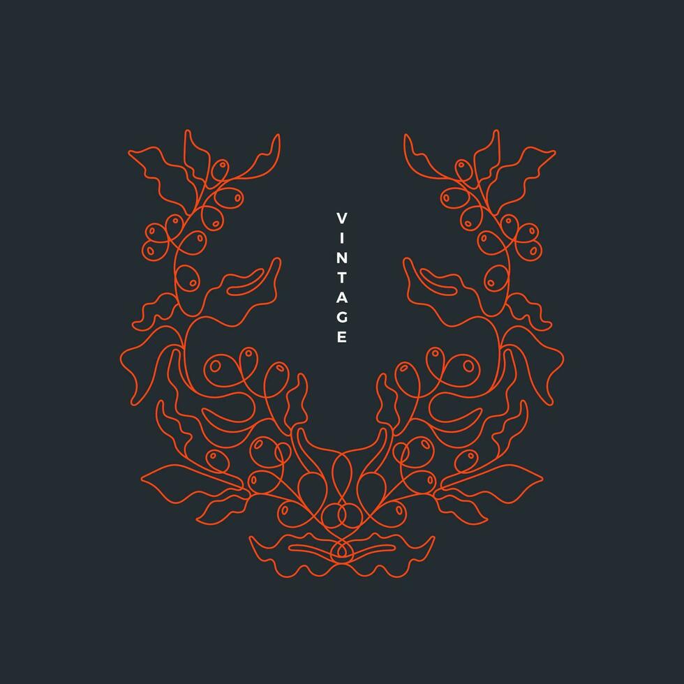 Nature vintage frame Vector line victorian pattern