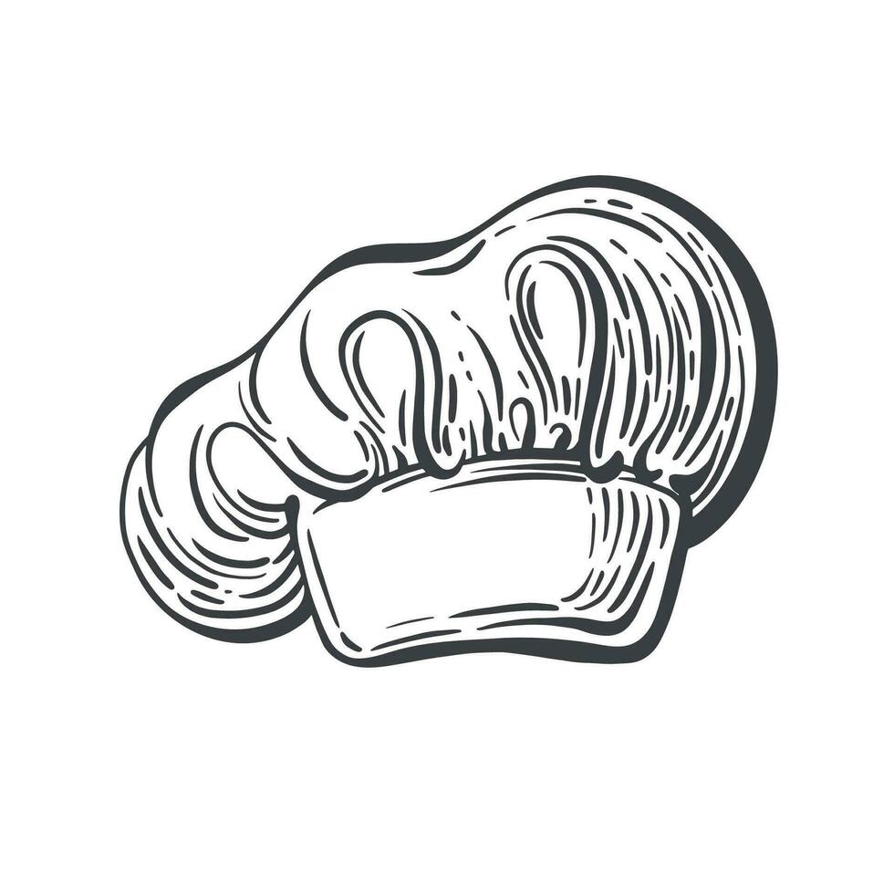 Chef, cook hat engraving Vector hand illustration