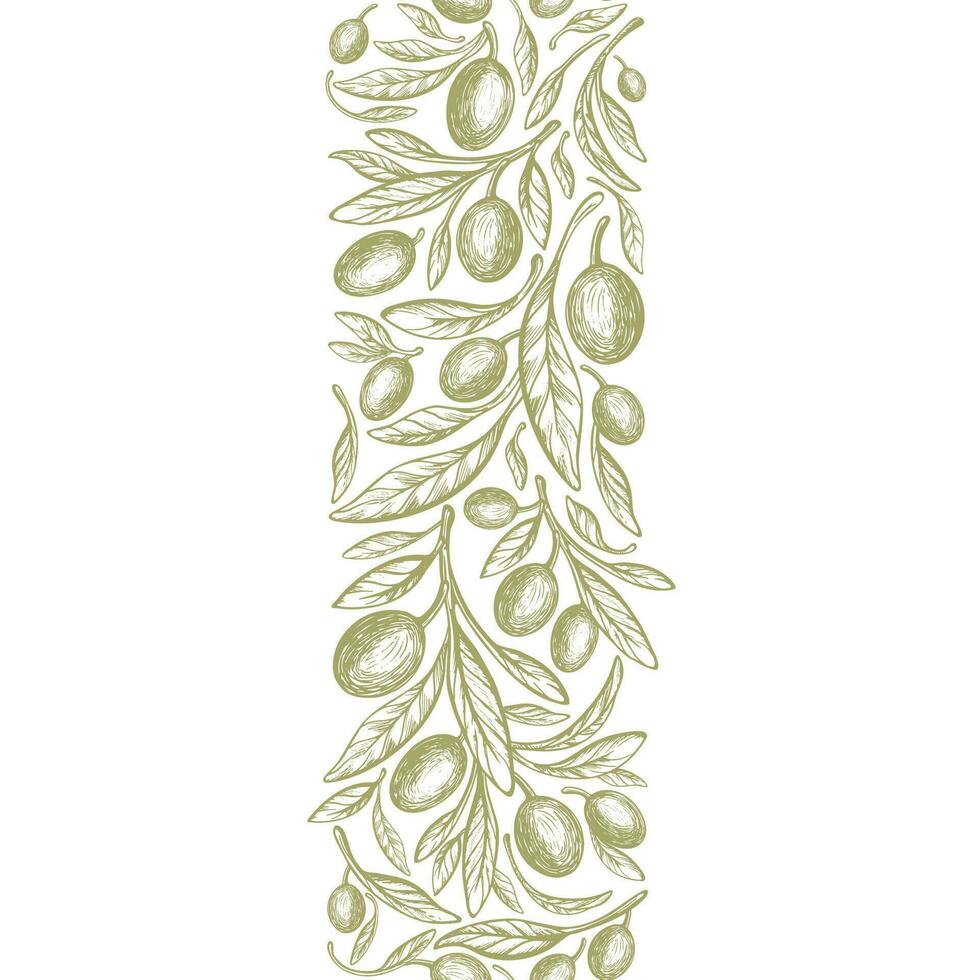 Olive vertical strip Vector border, texture branch