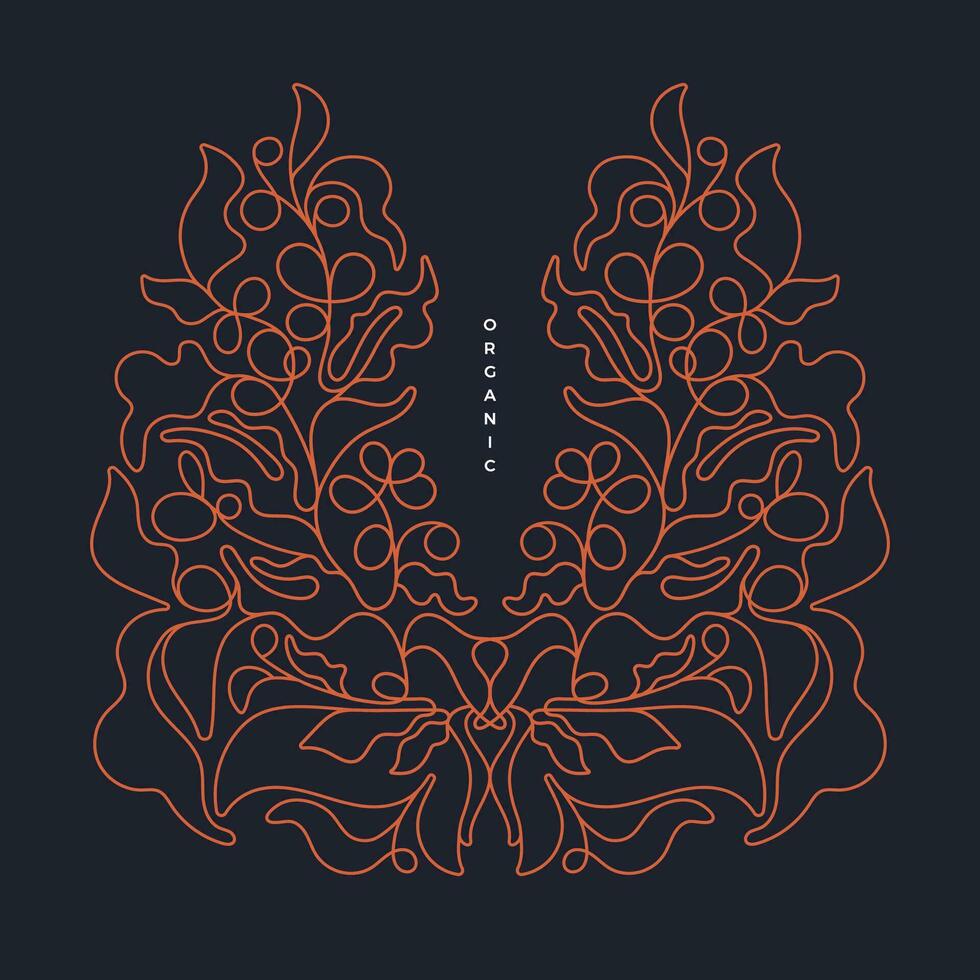Coffee bush line pattern. Bohemian outline graphic vector